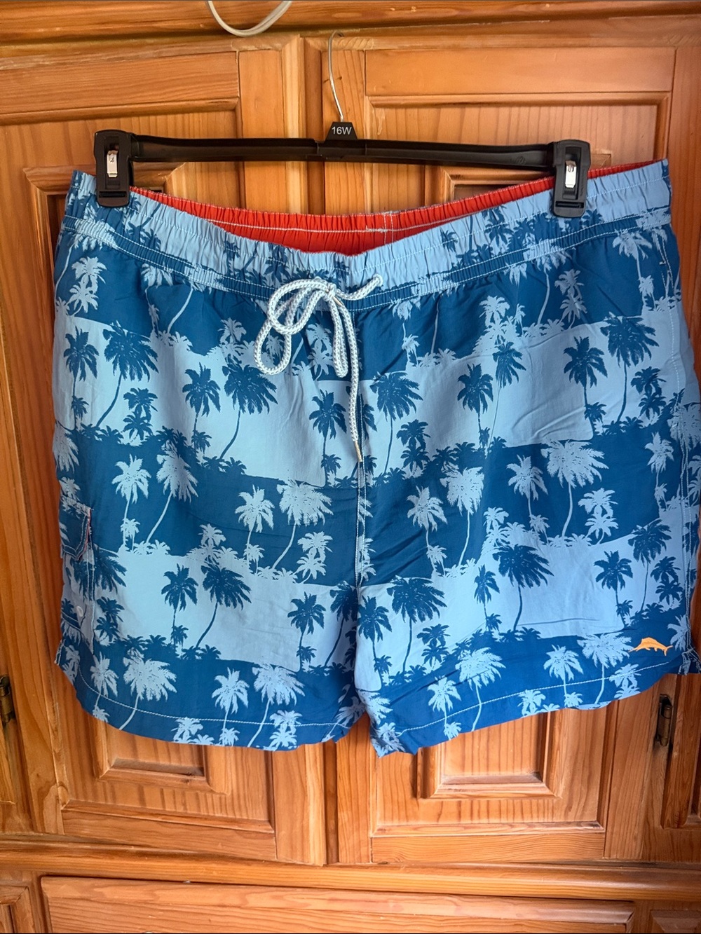 Tommy bahama Men's Blue Palm-Print Swim Trunks